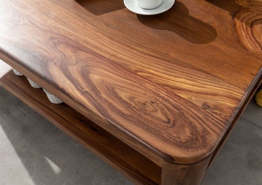 Massivmoebel24 Couchtisch TORONTO (120x70x45 Sheesham / Akazie montiert, Couchtisch mit abgerundeten Kanten im modernen Stil)