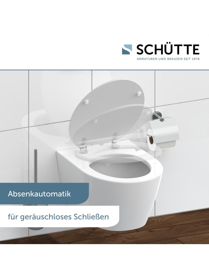 Schütte MDF WC Sitz WHITE mit Absenkautomatik - (L) 45 x (B) 38 x (H) 5 cm günstig kaufen onesize