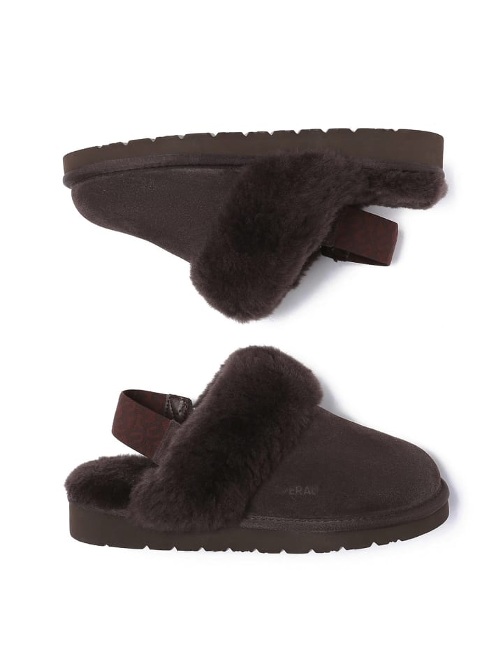 EVERAU Australia Abnehmbare Riemen Slingback Hausschuhe Pelican in Schokolade günstig kaufen