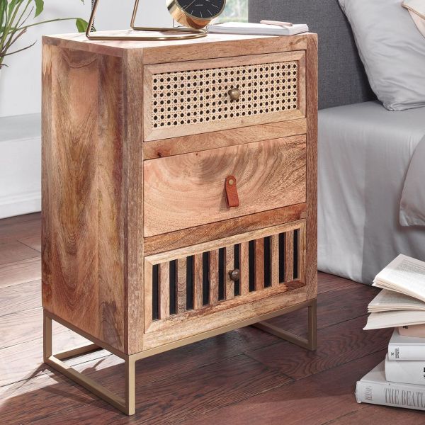 Wohnling Nachttisch 40x60x30 cm Mango Massivholz