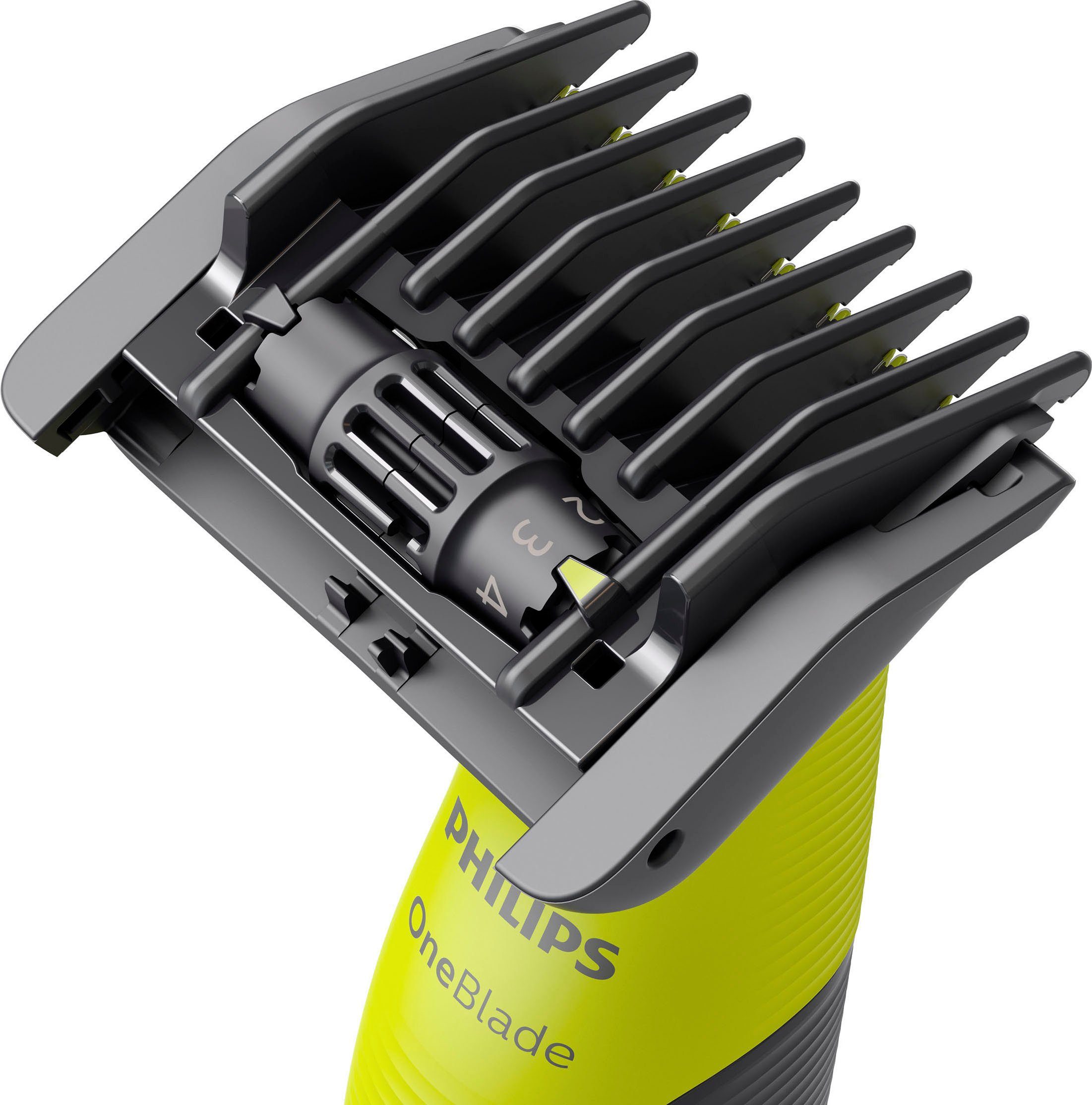 Philips Elektrorasierer OneBlade QP4631/65, Aufsätze: 4, 360-Grad-Klinge, Connected, inkl. verstellbarem 5-in-1 Kammaufsatz