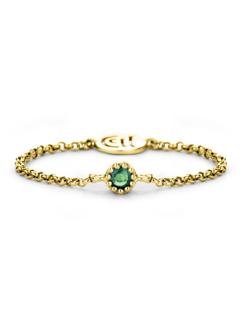 Inel cu vârf de diamant din aur galben și un smarald Joy de 0,04 ct.