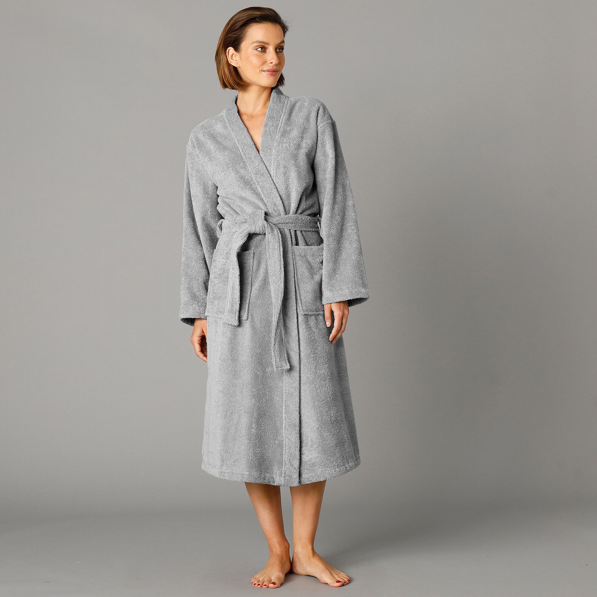 Peignoir mixte adulte col kimono éponge bouclette