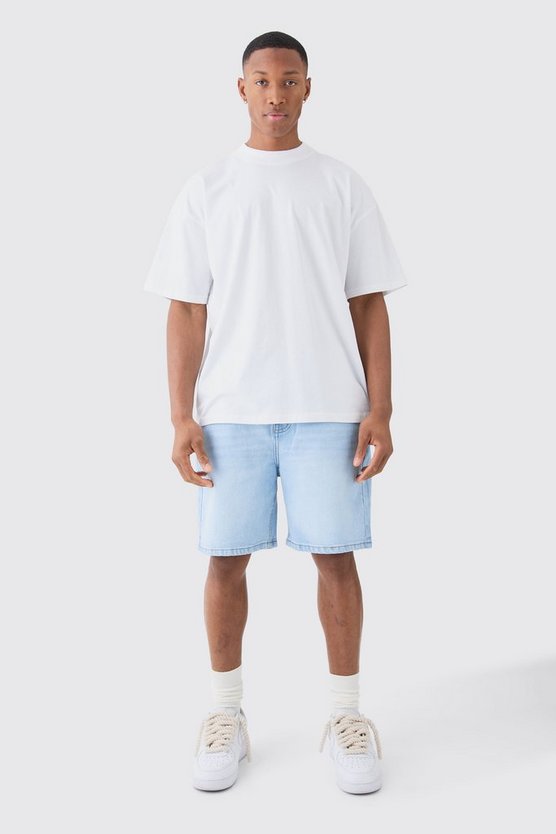 Lockere Jeansshorts in Ice Blue