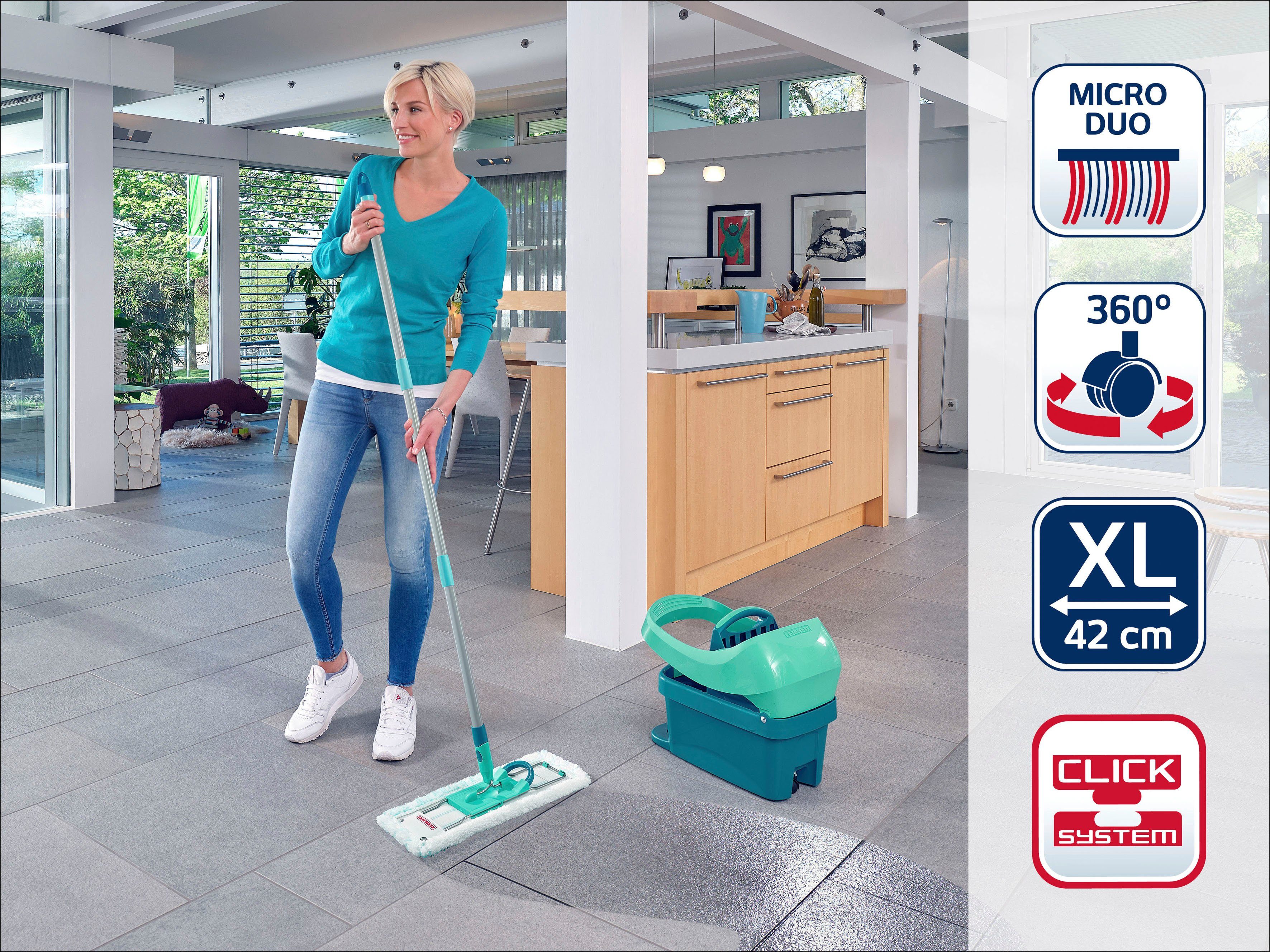 Leifheit Bodenwischer-Set Wischtuchpresse Profi XL mit Rollen, Wischbreite 42 cm