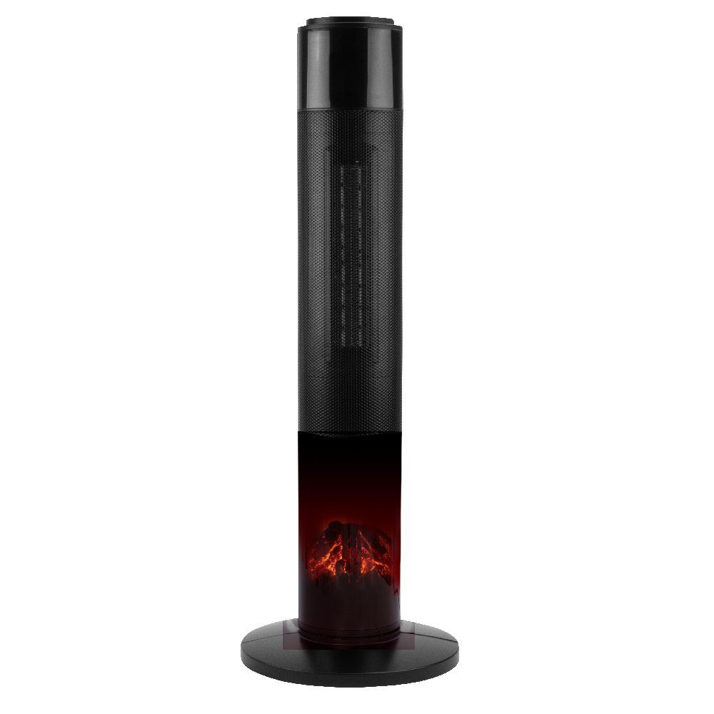 TroniTechnik Heizstrahler Turmheizer,Keramikelement,Heizgerät,Oszillation simulierten Flammen, 1000 W, zwei Heizstufen, Überhitzungsschutz und Abschaltautomatik, Thermostat