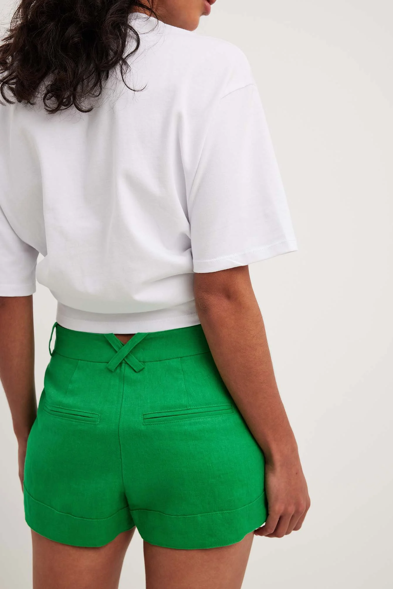 Mini Folded Linen Shorts