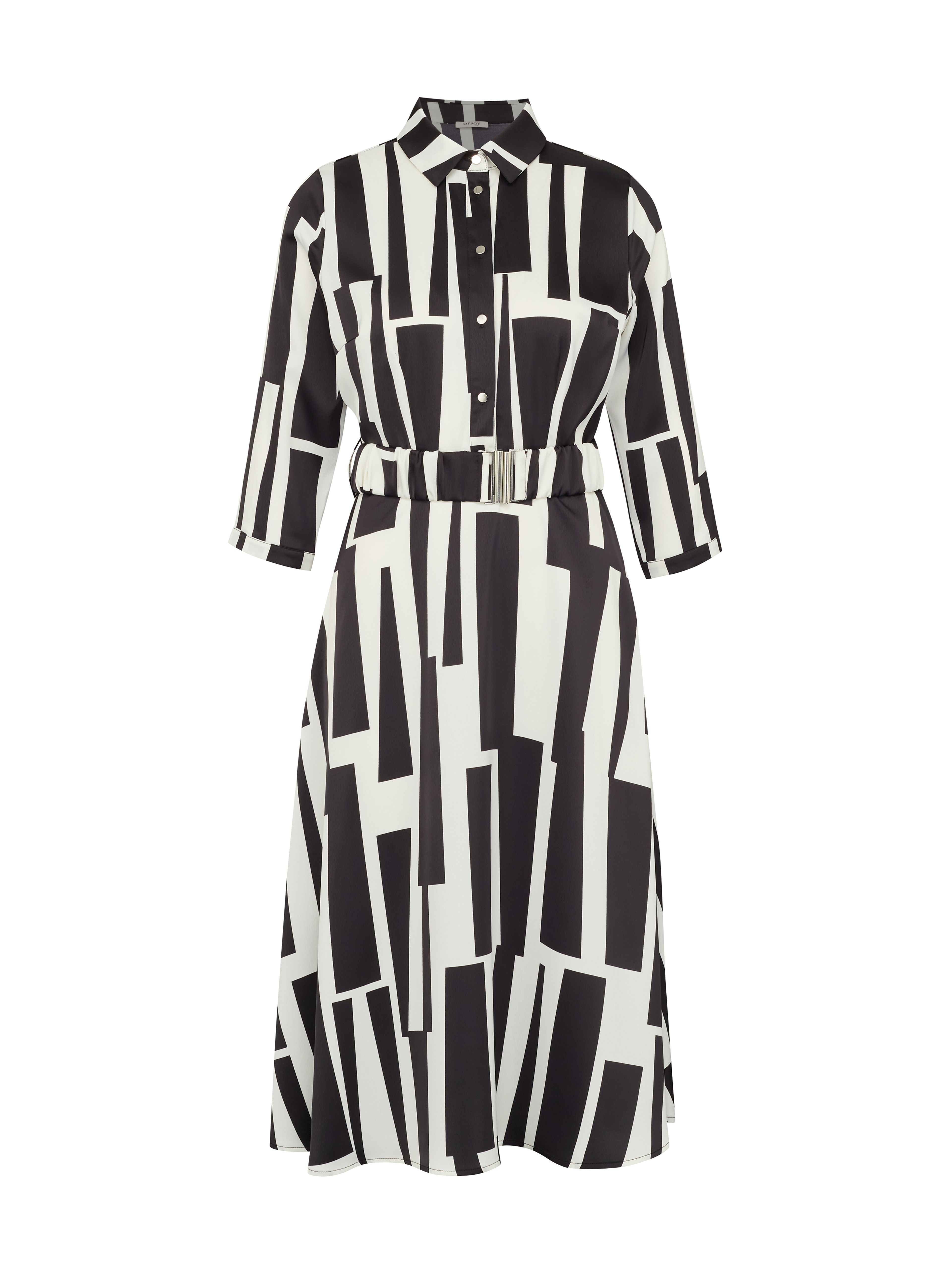 Schwarzes gemustertes knielanges Damenkleid ORSAY