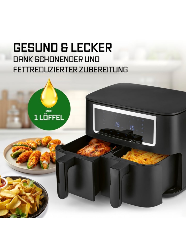 Gourmetmaxx GOURMETmaxx Doppelkammer-Heißluftfritteuse 2 x 4 L - Touch, Timer, 10 Programme günstig kaufen onesize