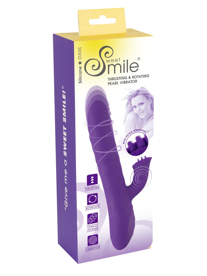 Sweet Smile Stoßvibrator mit Klitorisreizer Thrusting & Rotating Pearl Vibrator in lila günstig kaufen 24 cm