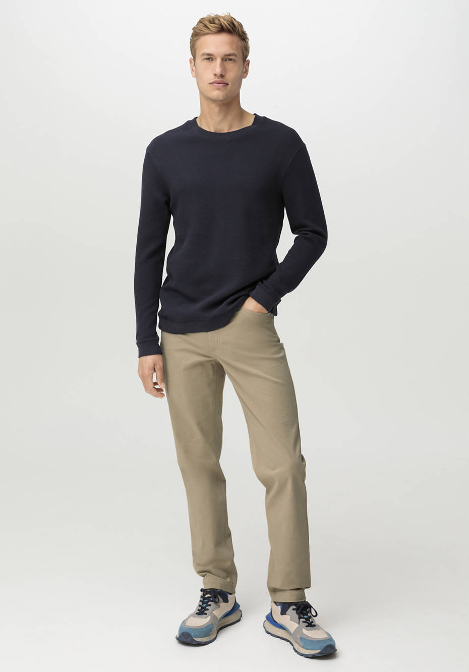 Waffelpiqué-Pullover Regular aus reiner Bio-Baumwolle