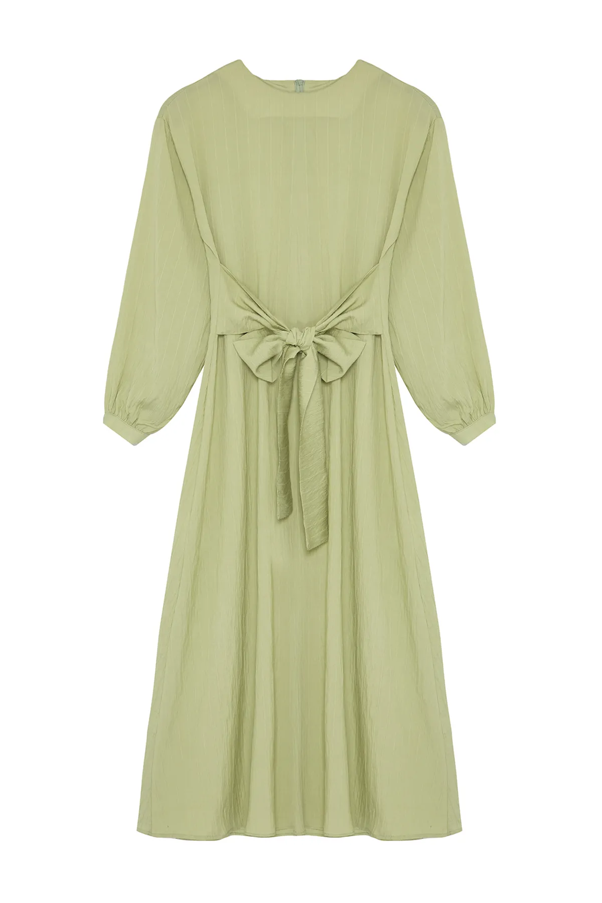 Trendyol Modest  Khakifarbenes gewebtes Kleid mit Bindeband vorne TCTSS24EB00131