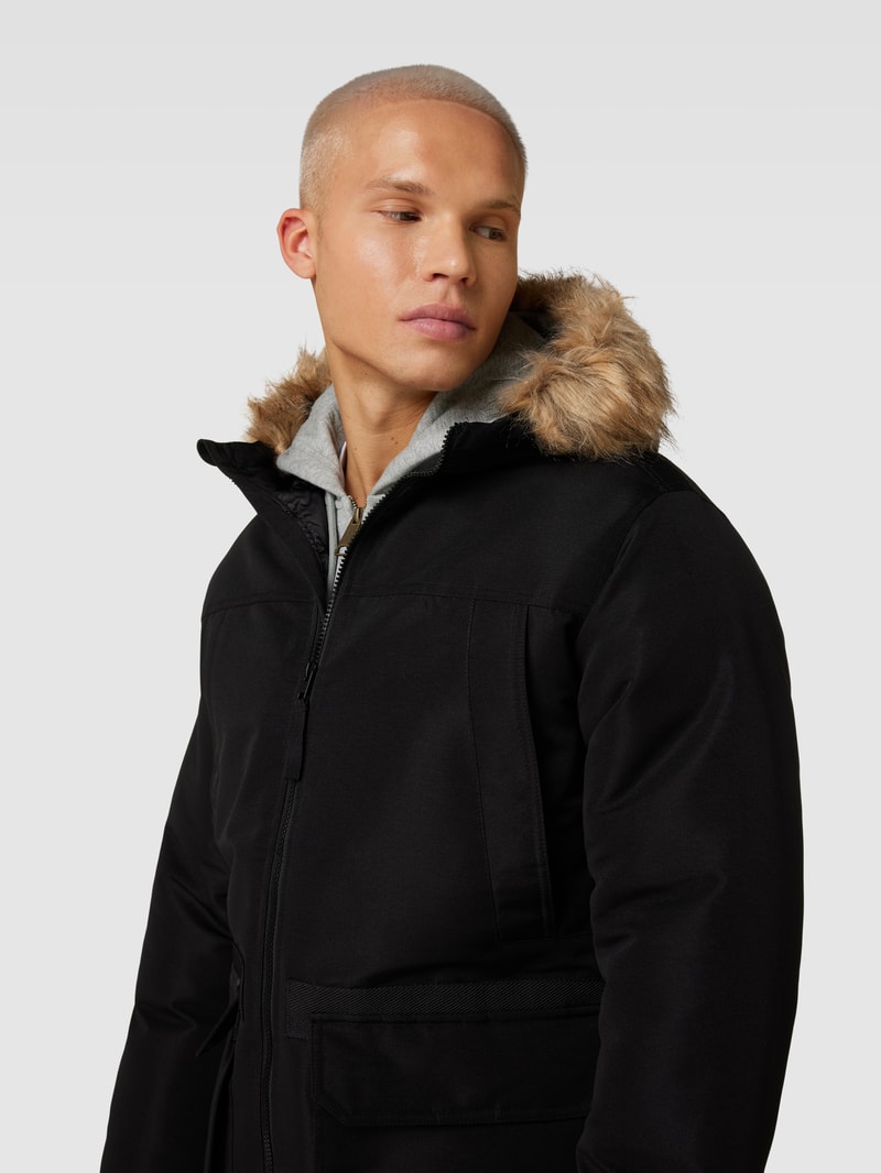 Parka mit Kunstfellbesatz Modell 'EWING' in schwarz