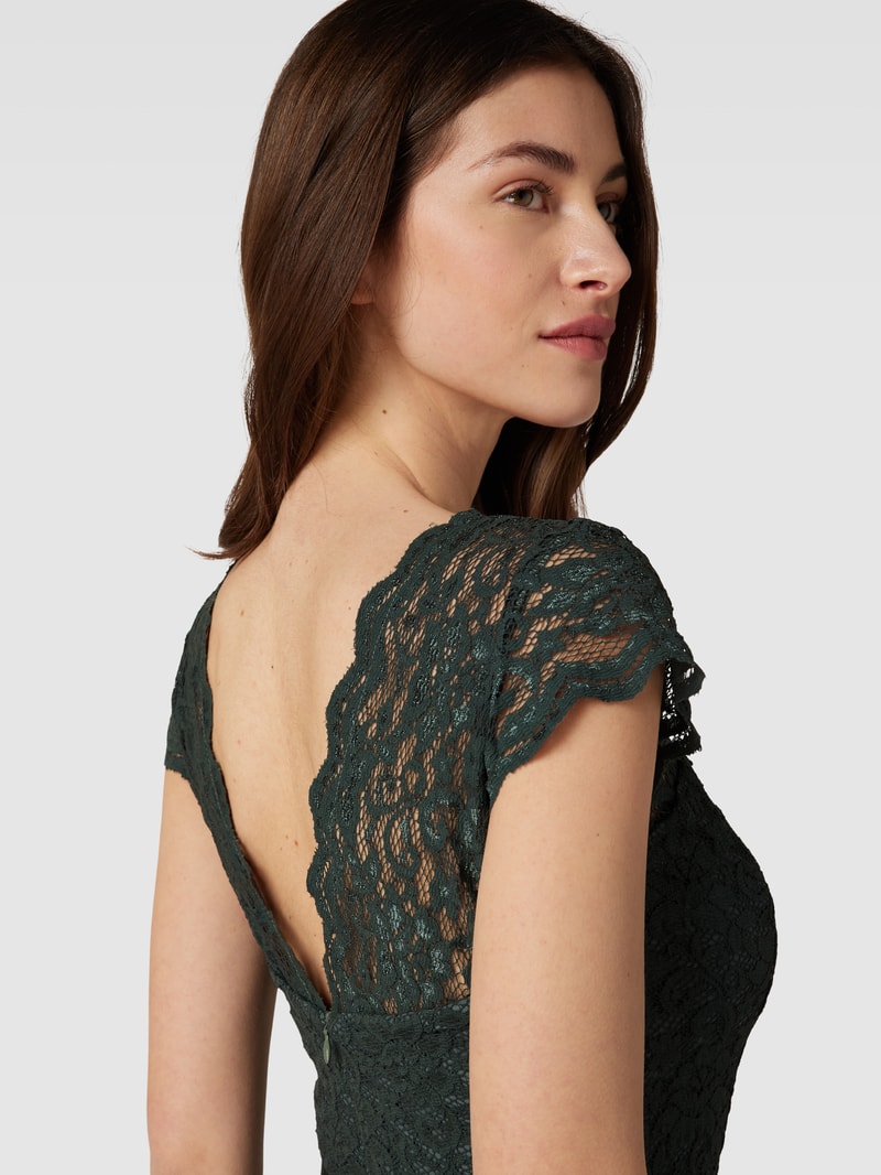 Cocktailkleid mit Spitzenbesatz in grün