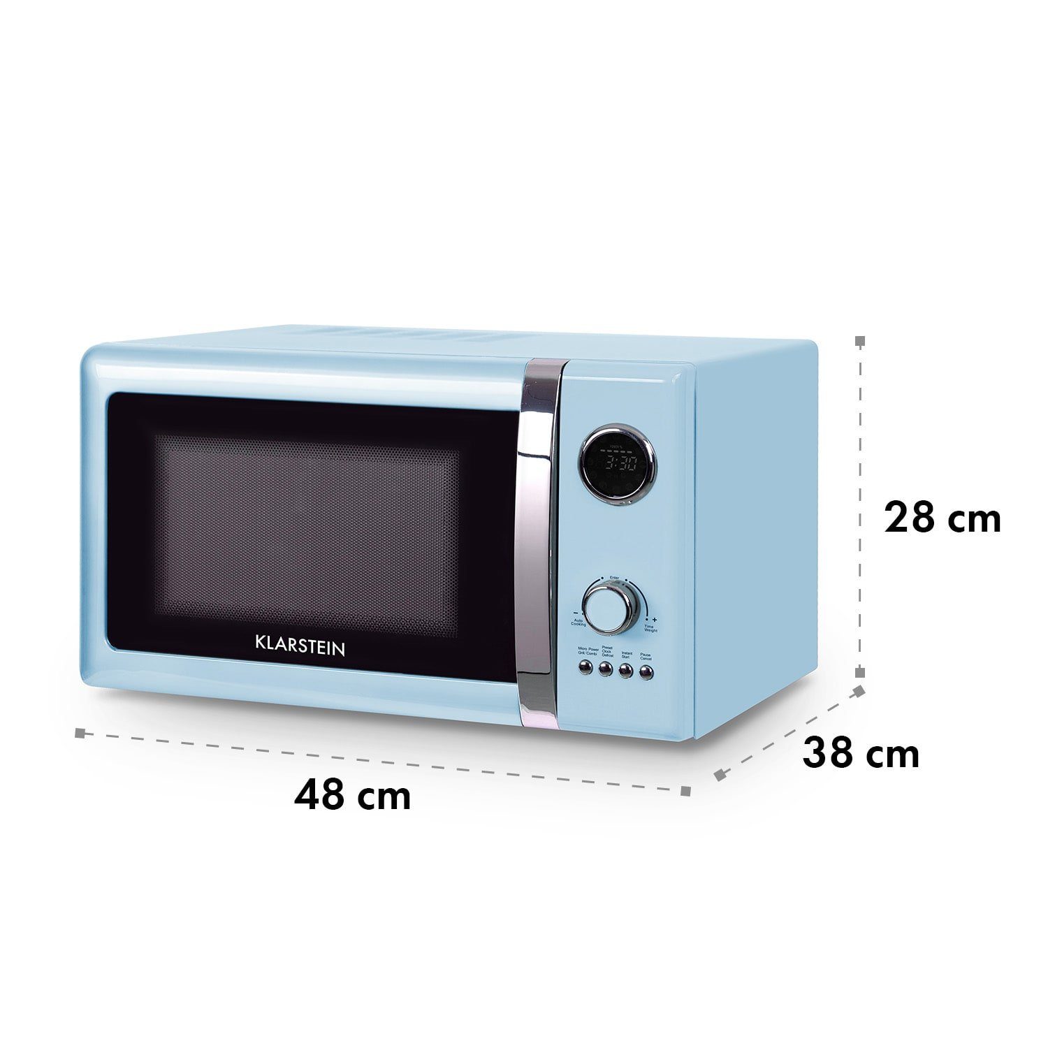 Klarstein Mikrowelle Fine Dinesty 2-in-1-Mikrowelle: 23l 800W / Grill: 1000W blau, Erwärmen, Grillen, Kochen, 2.3 l