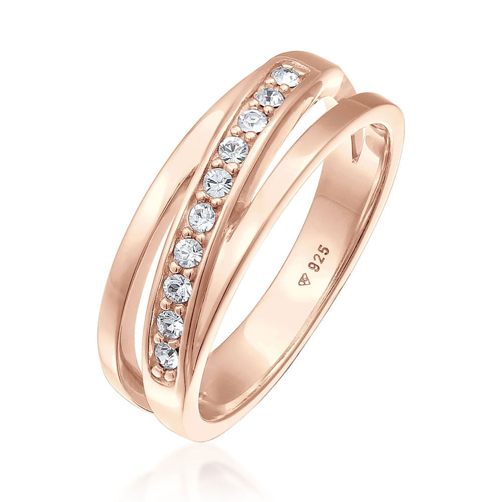 Elli Elli Bague Femmes Bande élégant avec cristaux en argent sterling 925 Bague