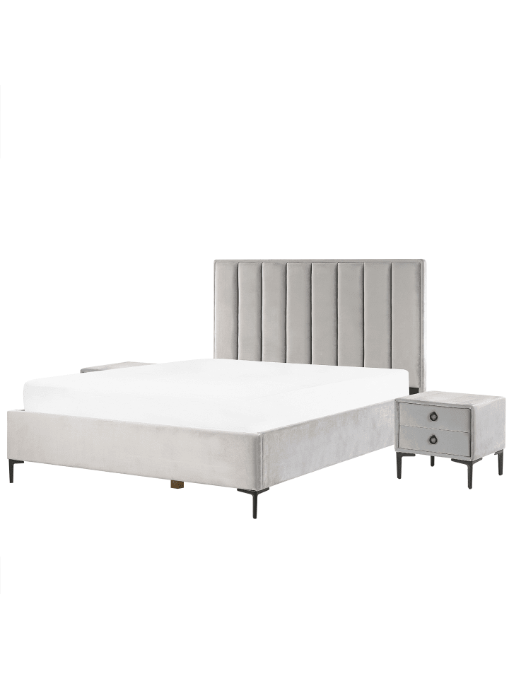 Beliani Schlafzimmer Set SEZANNE in Grau/Schwarz - (W) 170 x (H) 142  x (L) 215  cm günstig kaufen onesize