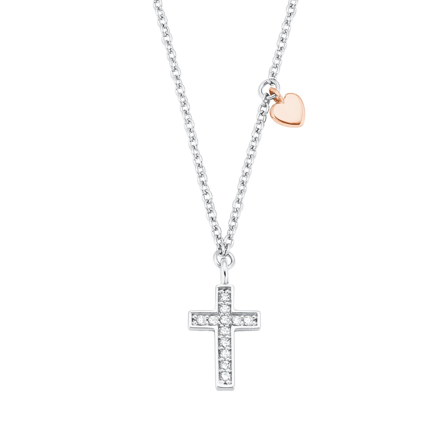 Kette mit Anhänger für Mädchen. 925 Sterling Silber. Zirkonia synth. | Kreuz