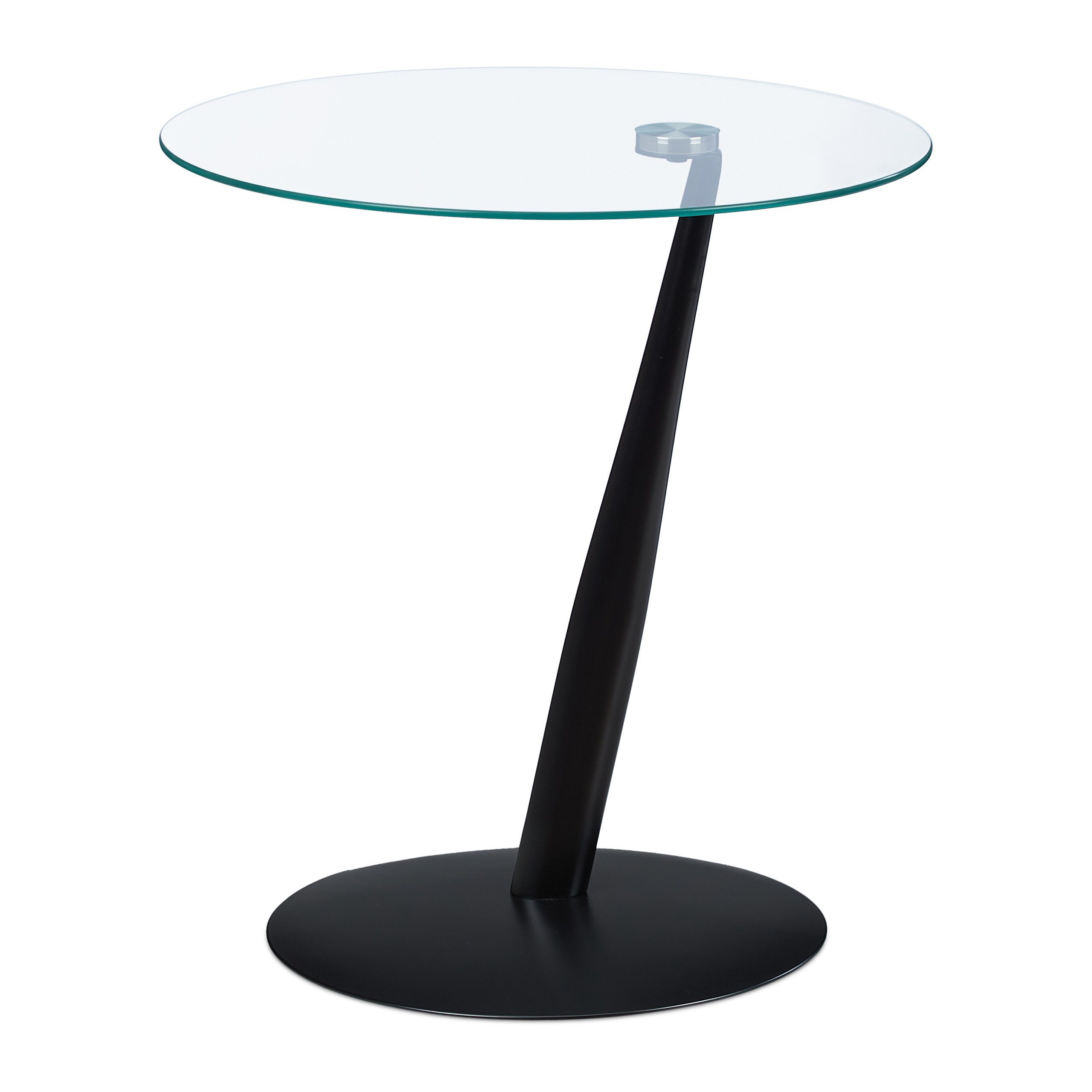 relaxdays Beistelltisch Schwarzer Beistelltisch aus Glas
