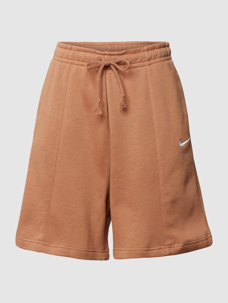Sweatshorts mit Label-Stitching in hellbraun