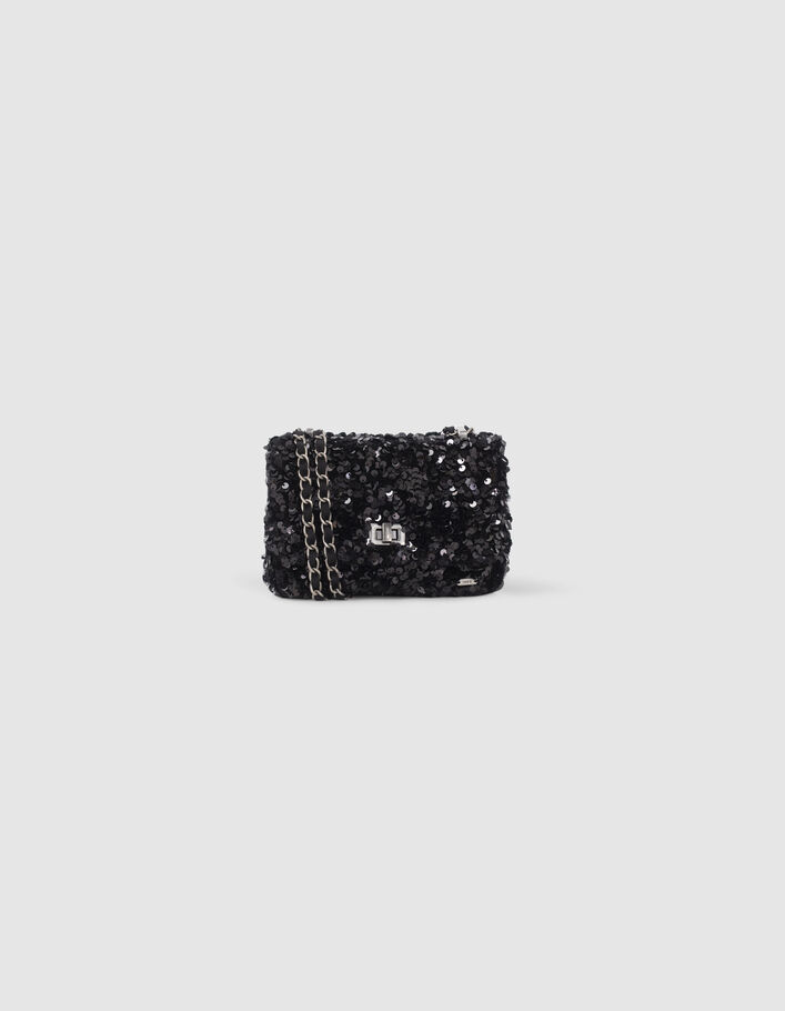 Sac à main noir tout sequins fille