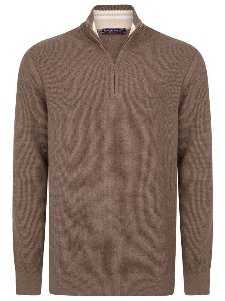 Felix Hardy Stehkragen Halber Reißverschluss Pullover in braun günstig kaufen