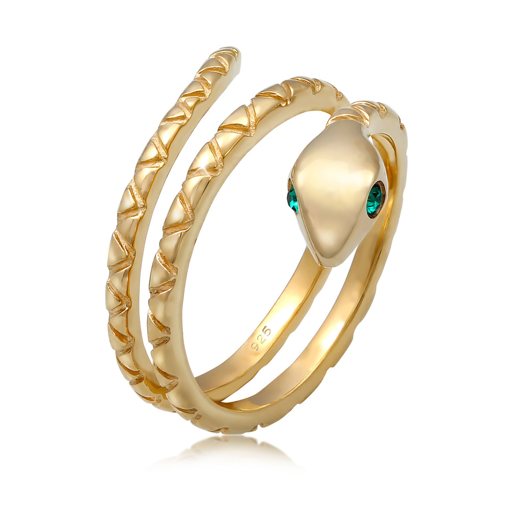 Elli Elli Bague Femmes Serpent Pinky Moderne avec Cristaux en Argent Sterling 925 Plaq Bague