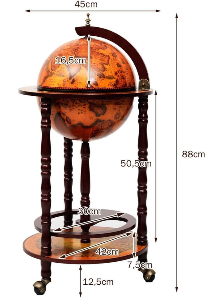 COSTWAY Globus Bar Barwagen in Braun günstig kaufen onesize