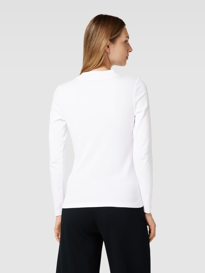 Longsleeve mit geripptem Rundhalsausschnitt in weiß