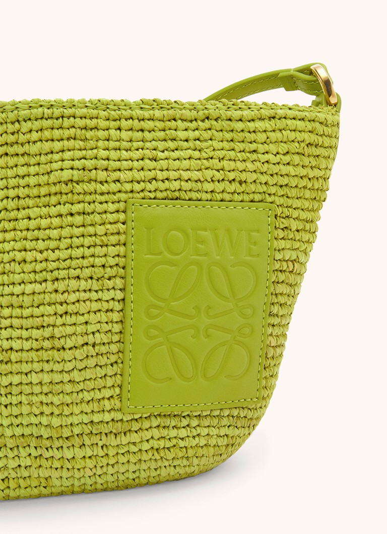 LOEWE Slit raffia crossbody bag with calfskin details