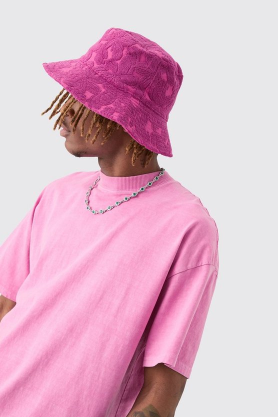 Pinker Frottee-Anglerhut