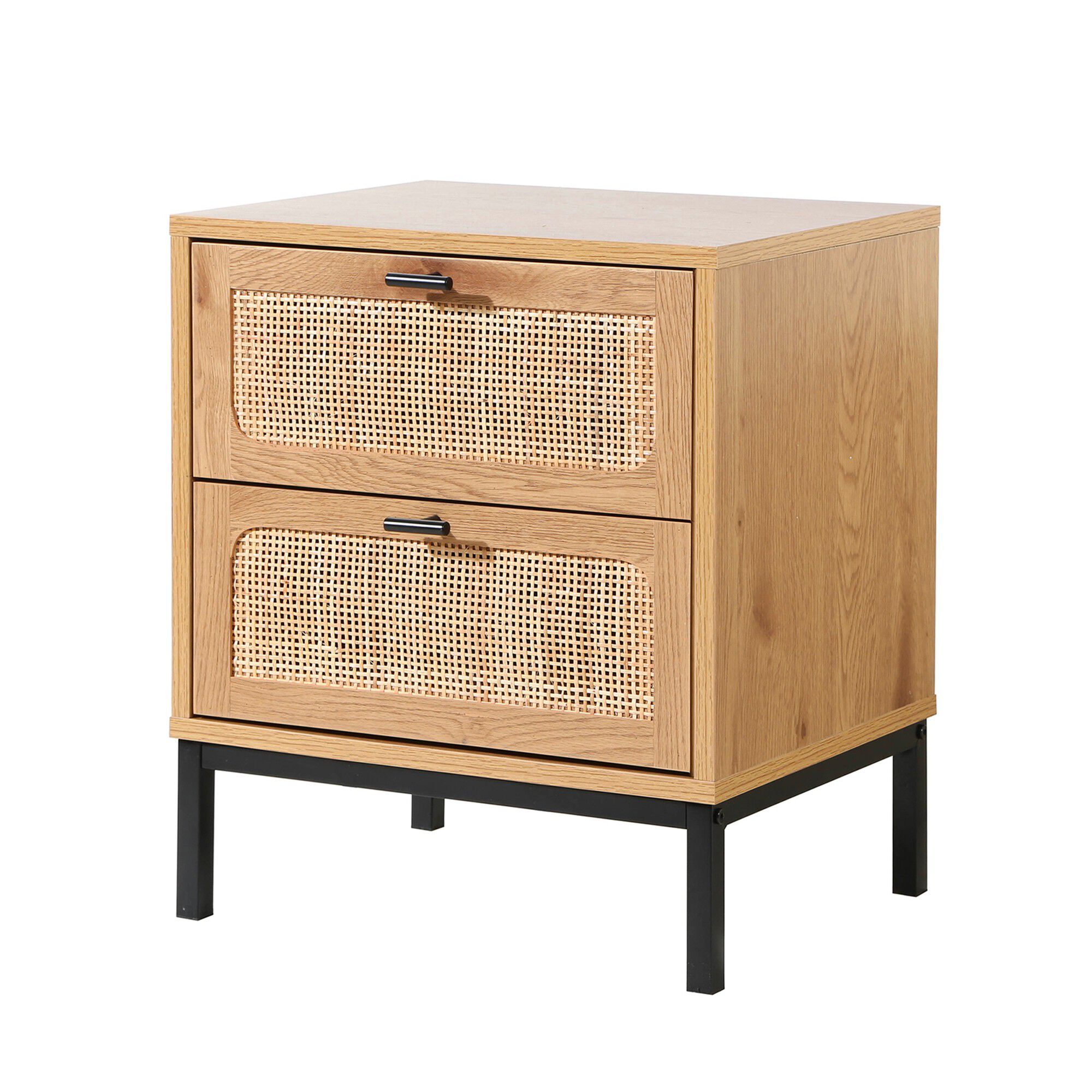 Table de chevet WICKOOD 2 tiroirs avec cannage rotin