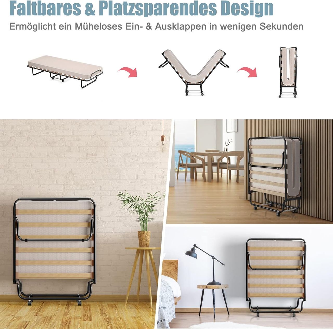 Costway 80x190cm Gästebett mit Matratze aus Rückstellschaum