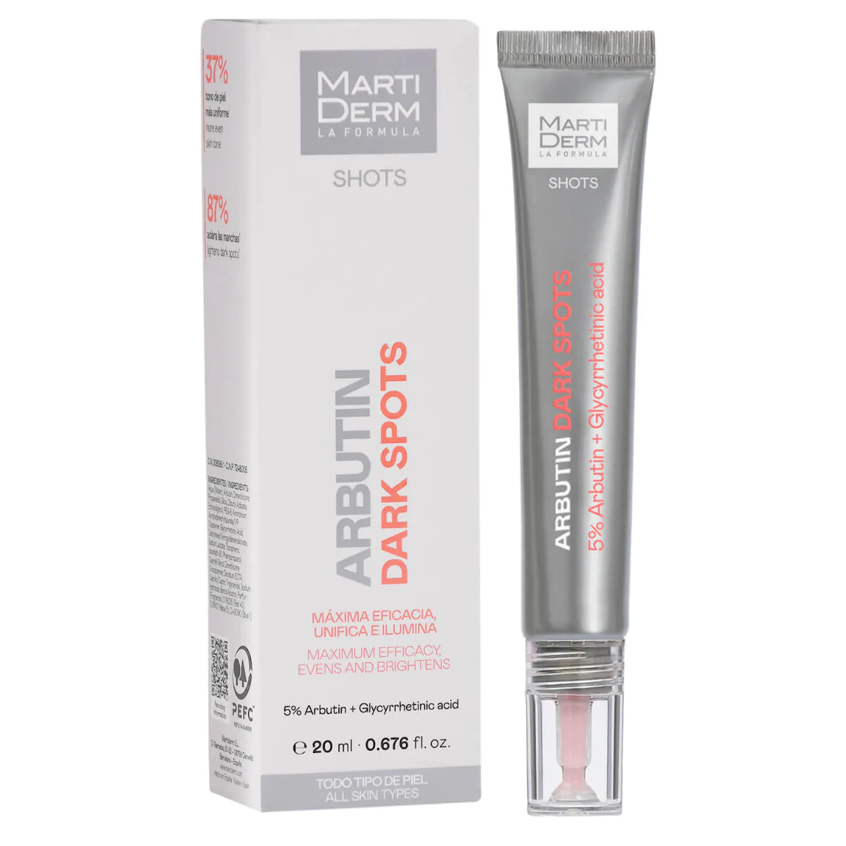 Martiderm Shots Arbutin koncentrirani serum za posvjetljivanje lica protiv tamnih mrlja 20 ml
