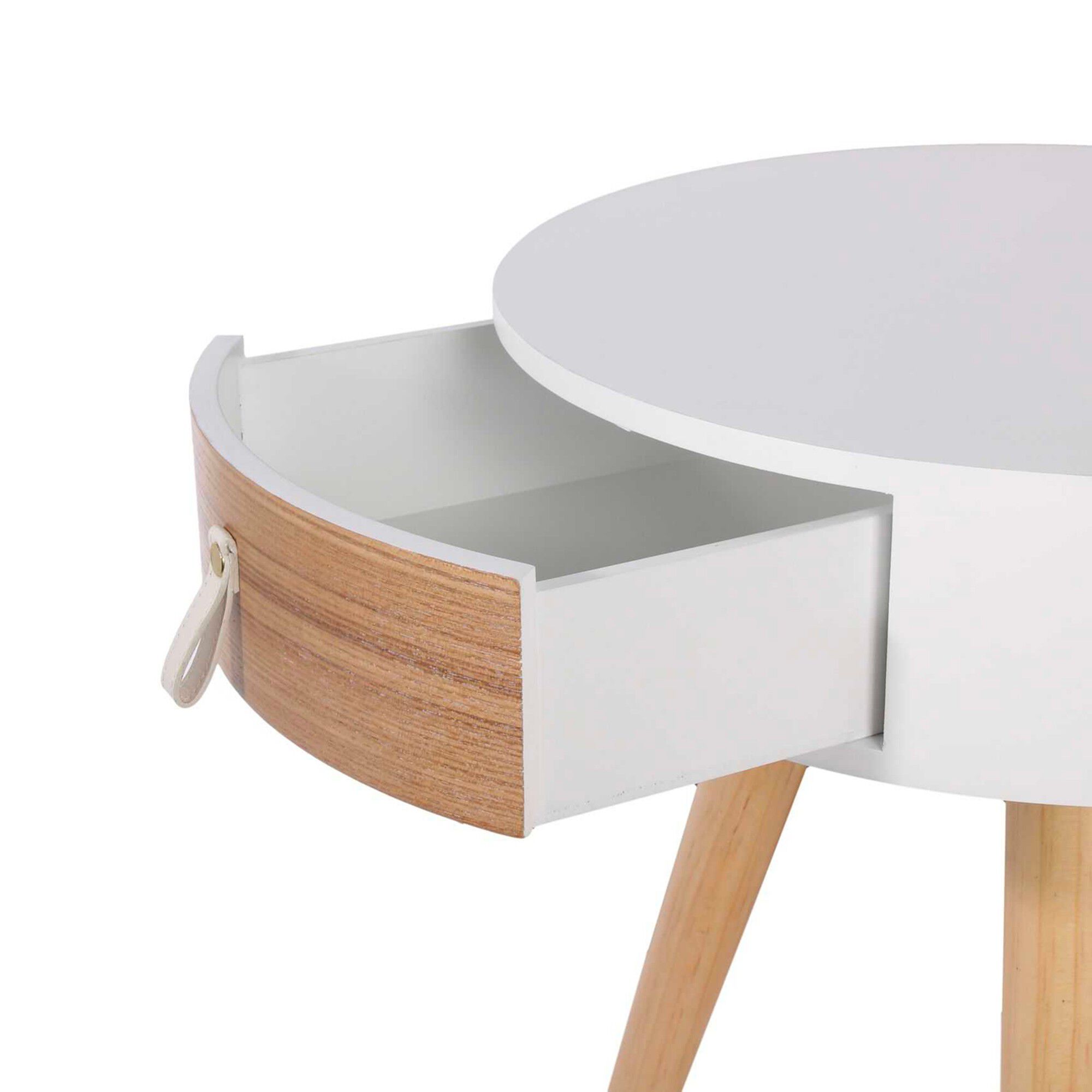Table de chevet ronde bicolore TIHAME