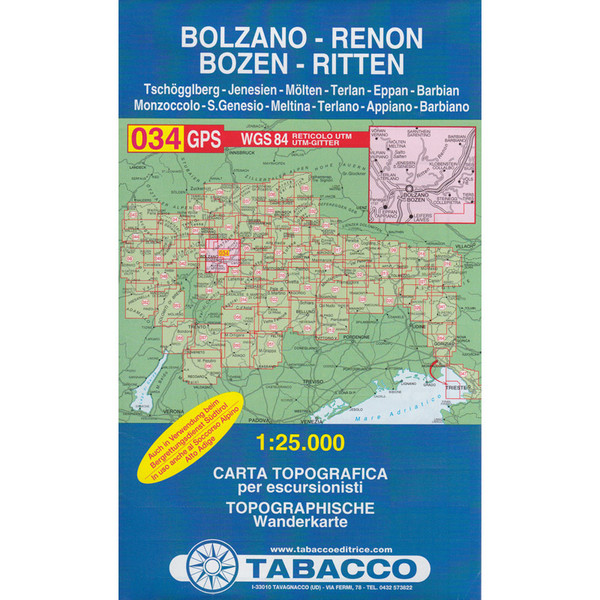 TABACCO 034 BOZEN RITTEN TSCHÖGGLBERG - Wanderkarte