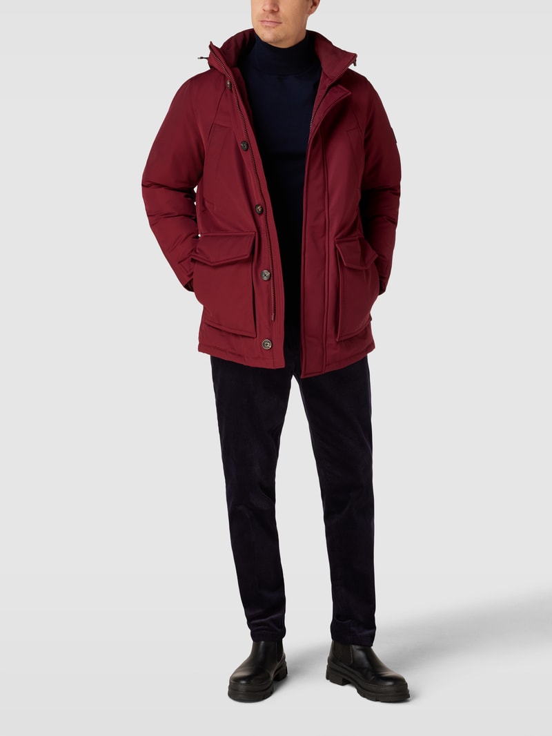 Daunenjacke mit Brusttaschen Modell 'ROCKIE' in dunkelrot