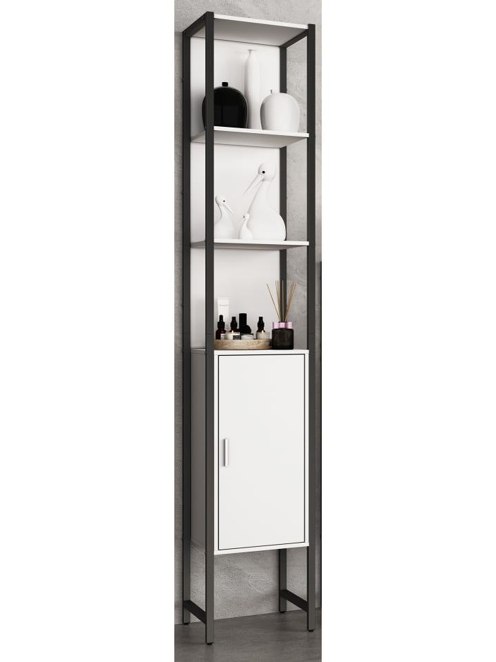VCM  Holz Metall Badmöbel Badschrank Hochschrank Edino in Weiß günstig kaufen onesize