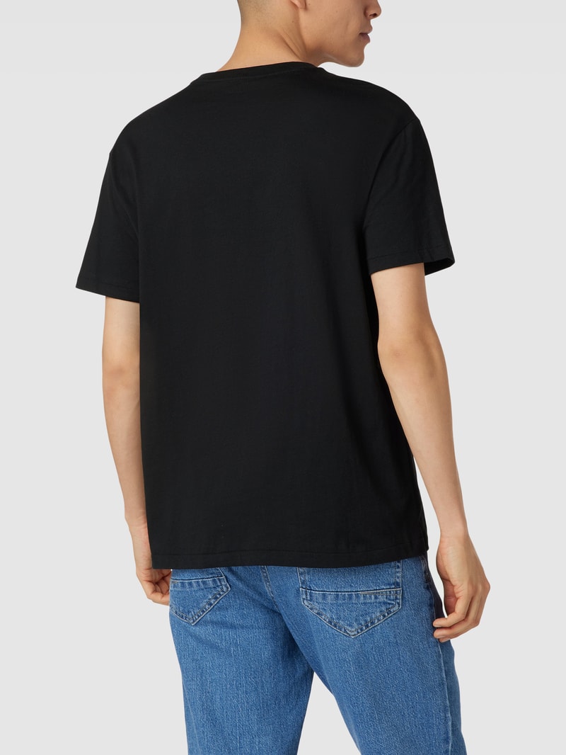 T-Shirt mit Logo-Stitching in schwarz