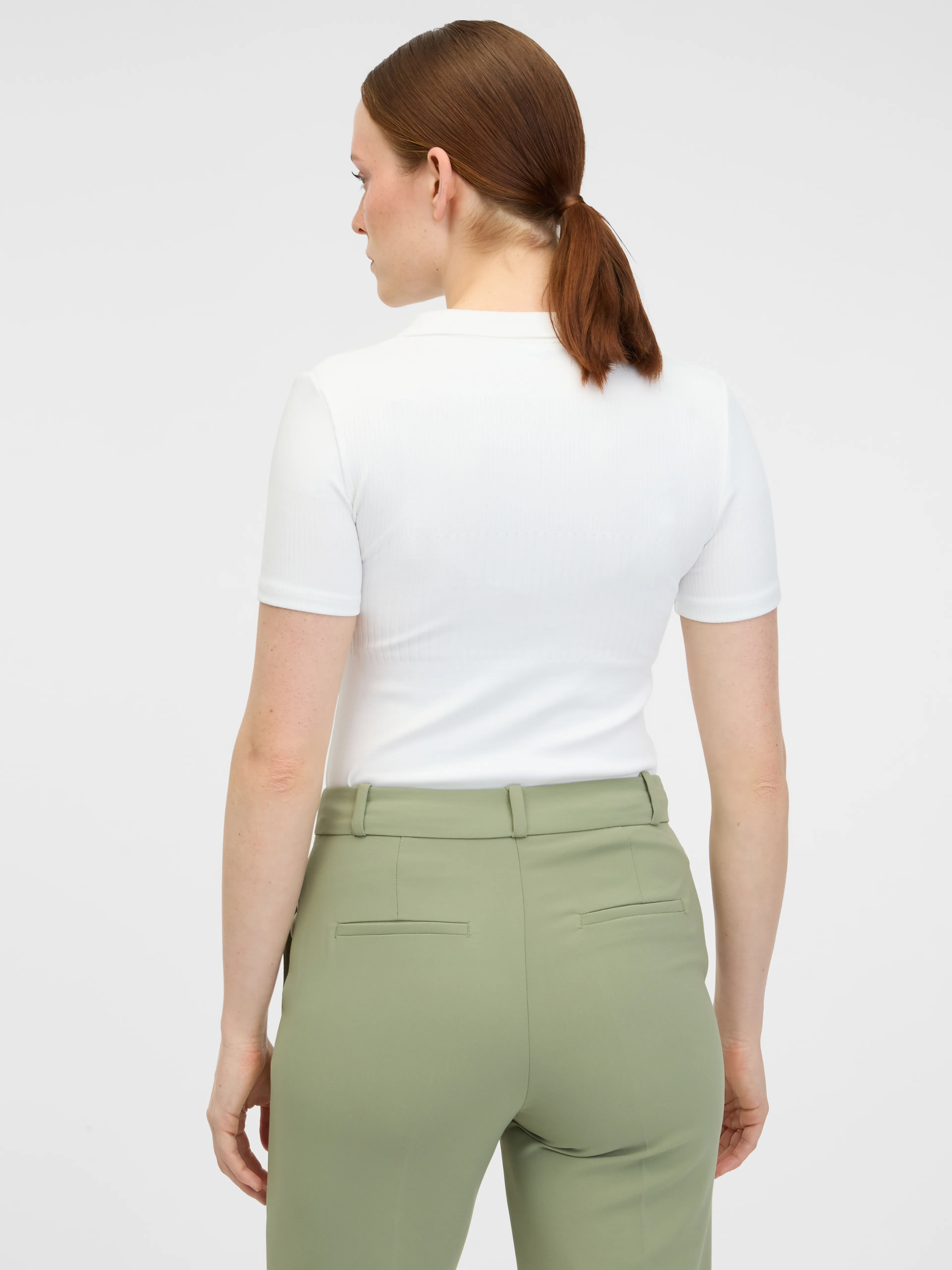 Weißes Damen-Strick-Poloshirt ORSAY