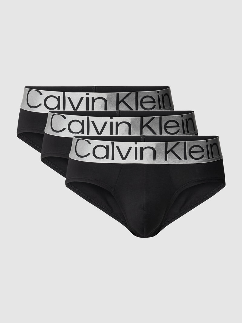 Slip mit elastischem Bund in metallic im 3er-Pack in schwarz