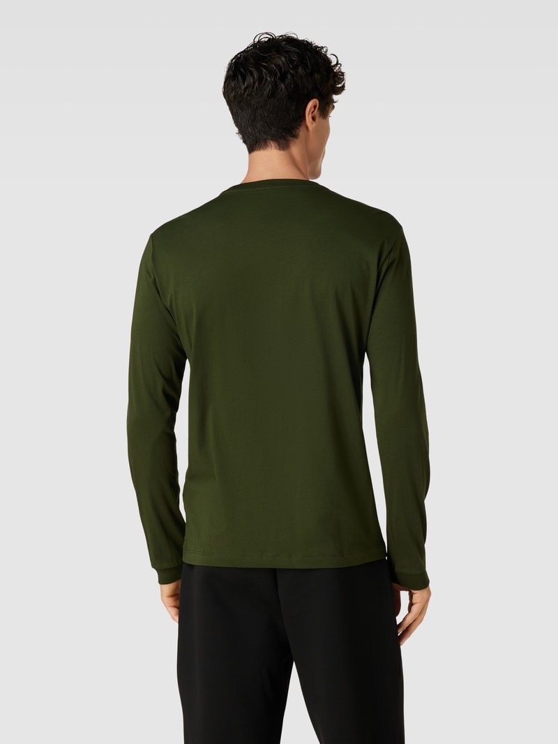 Longsleeve mit Label-Patch in olivgrün