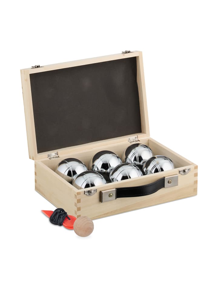relaxdays 9-tlg. Boule Kugeln Set in Natur/ Silber günstig kaufen onesize