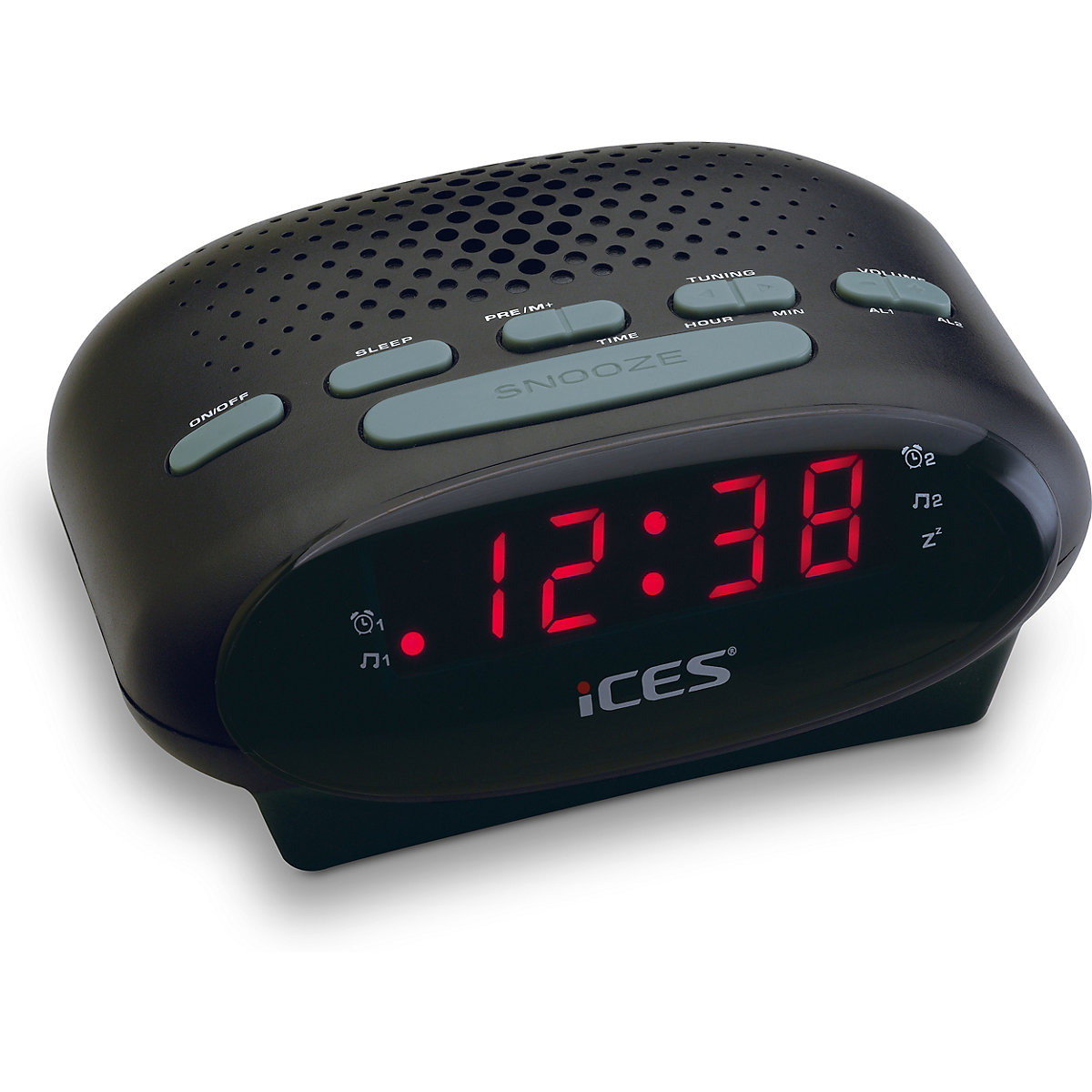 ICR-210 Black - Radiowecker mit UKW-Radio, schwarz