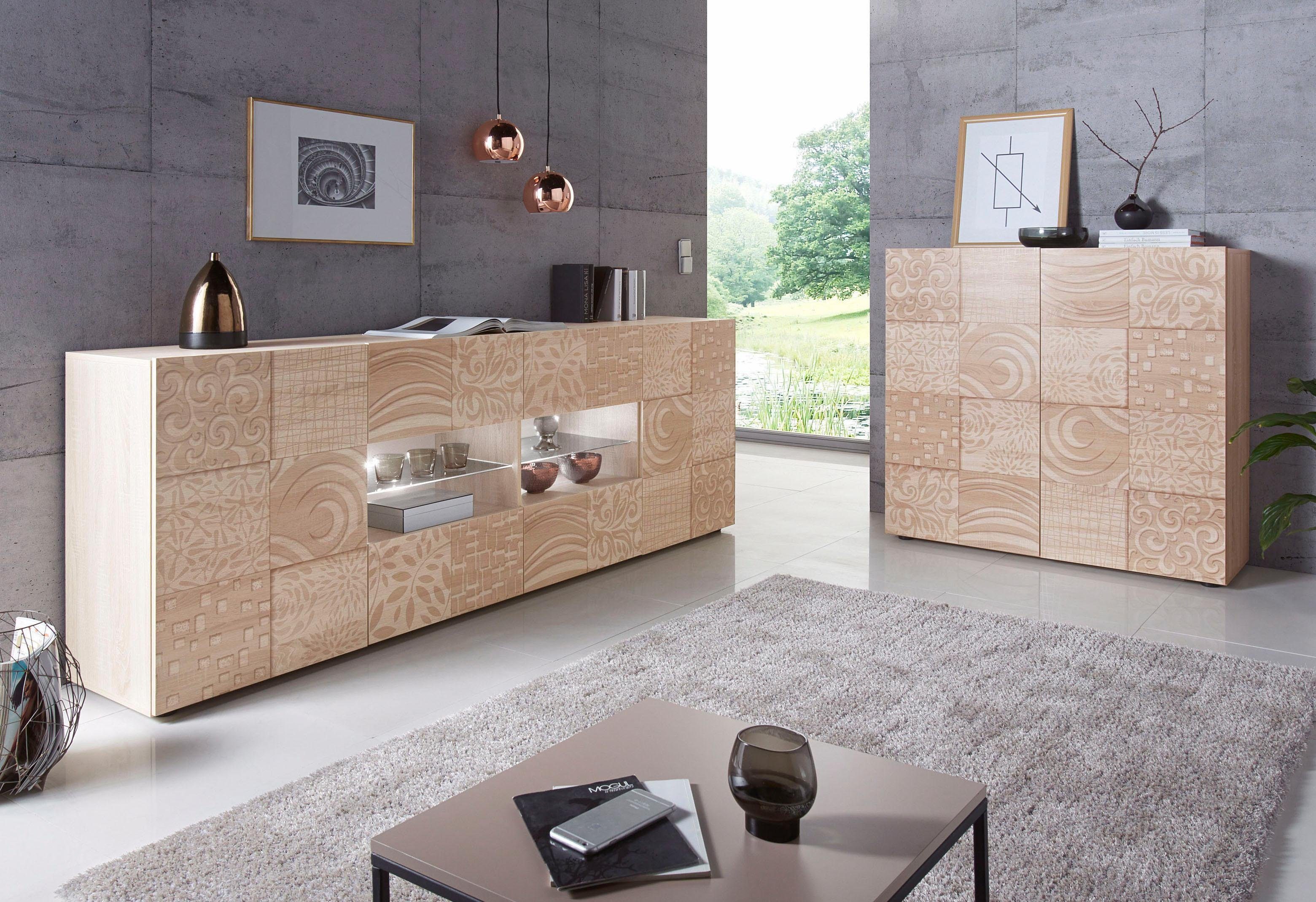 LC Highboard Miro, Breite 121 cm mit dekorativem Siebdruck