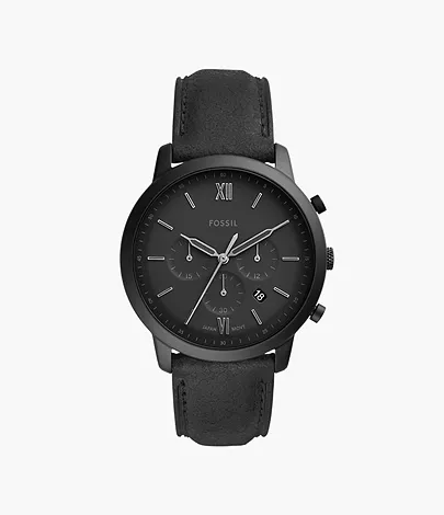 Fossil Herrenuhr Neutra Chronograph Leder Schwarz