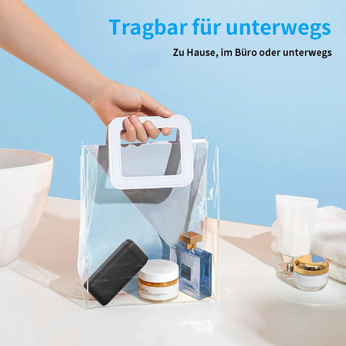 flowgoer Reise-Munddusche Kabelloser Reise-Flosser, 3 Modi, IPX8-zertifiziert,schnelle Reinigung, Inklusive 4 Düsen, effektive Plaque-Entfernung, tragbar