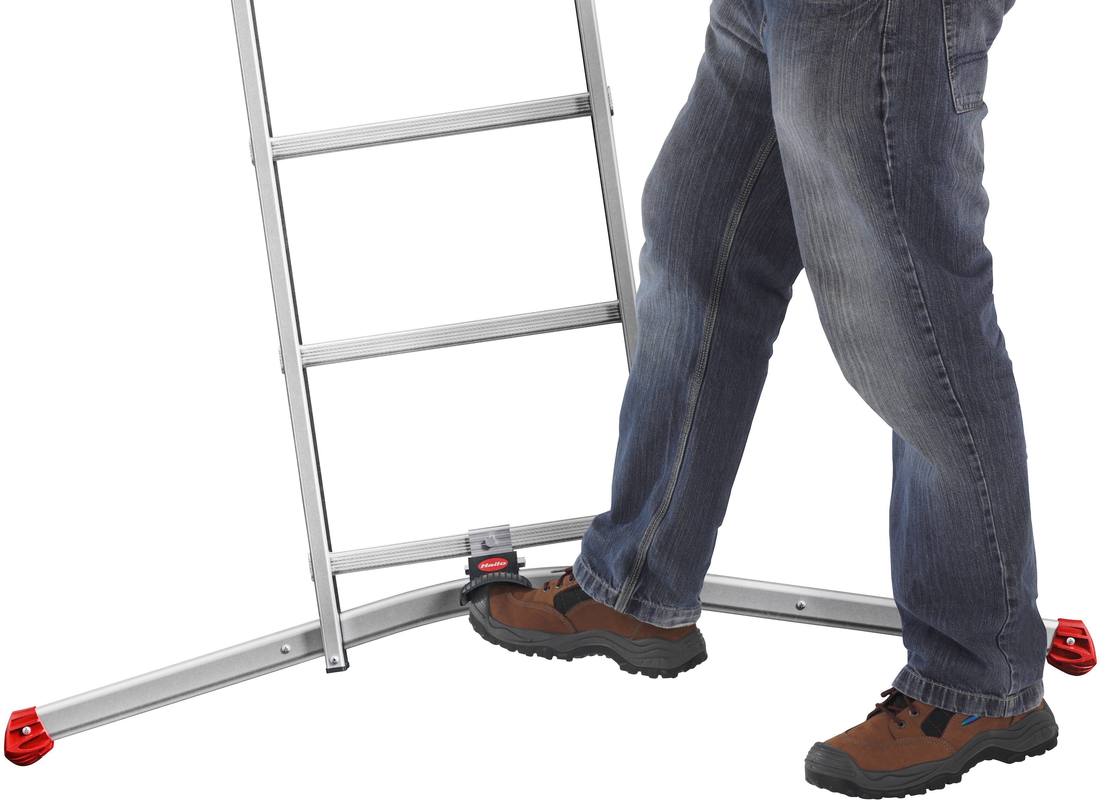 Hailo Vielzweckleiter S100 ProfiLOT, Aluminium Kombileiter 3-teilig 2x6 + 1x5 Sprossen