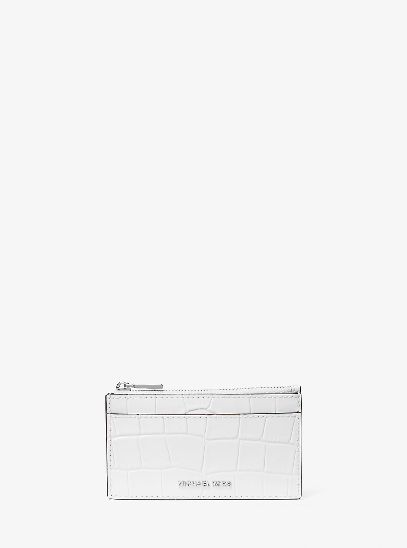 Jet Set Liten Krokodillepreget Skinnkortveske – OPTIC WHITE