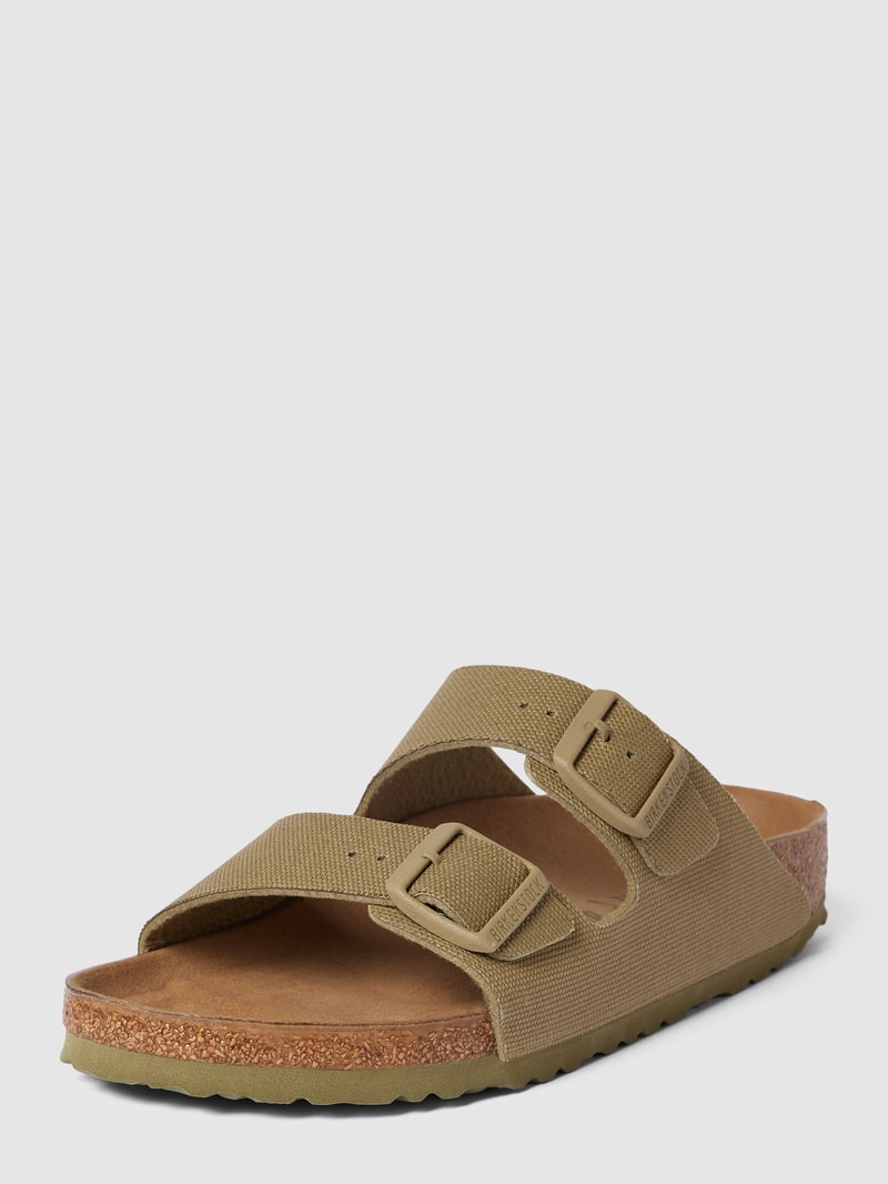 Sandalen mit Dornschließen in metallic Modell 'Arizona' in khaki